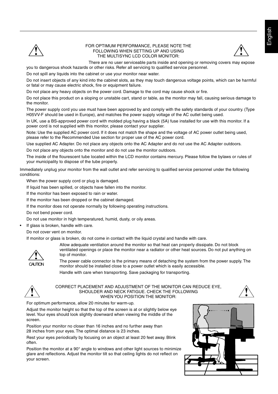 Recommended use, English | MITSUBISHI ELECTRIC MultiSync LCD1920NX User Manual | Page 11 / 18