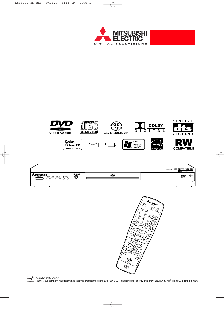 MITSUBISHI ELECTRIC DD-8050 User Manual | 40 pages