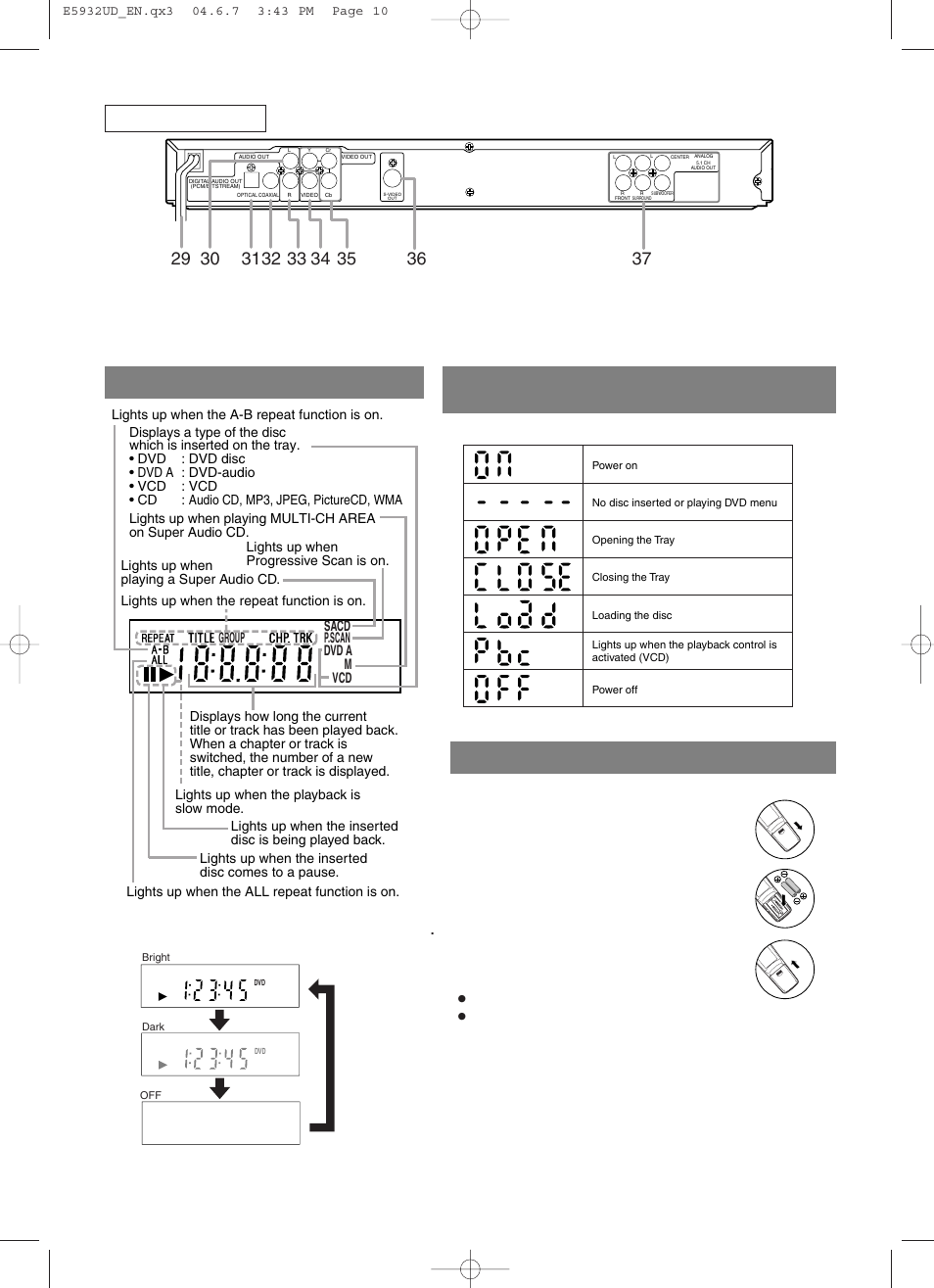 Rear view, Do not mix alkaline and manganese batteries | MITSUBISHI ELECTRIC DD-8050 User Manual | Page 10 / 40