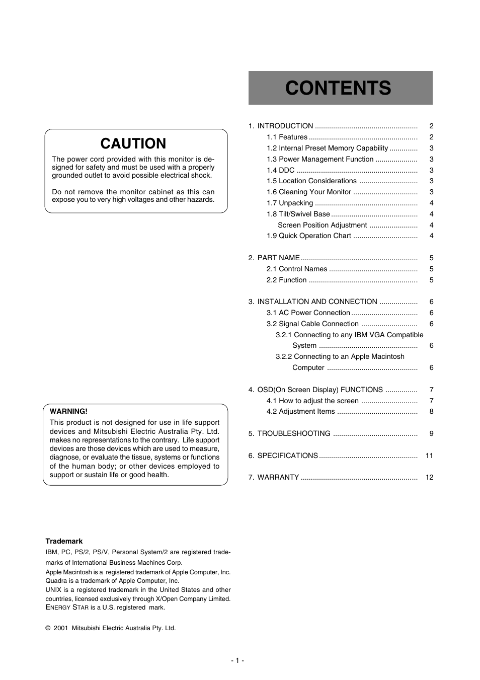 MITSUBISHI ELECTRIC N0701 User Manual | Page 5 / 20