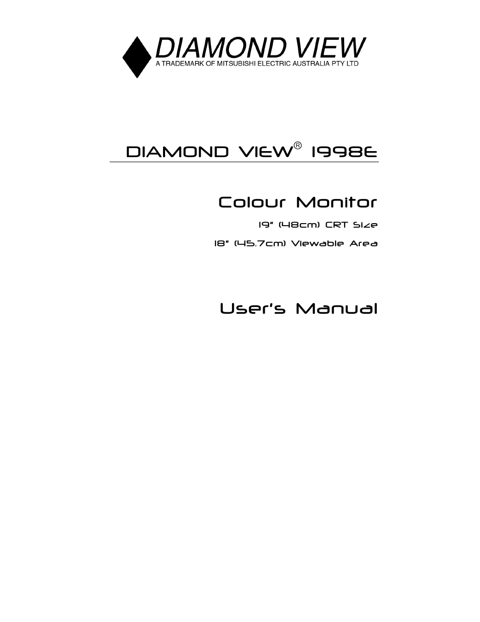 MITSUBISHI ELECTRIC DIAMOND VIEW  1998E User Manual | 22 pages