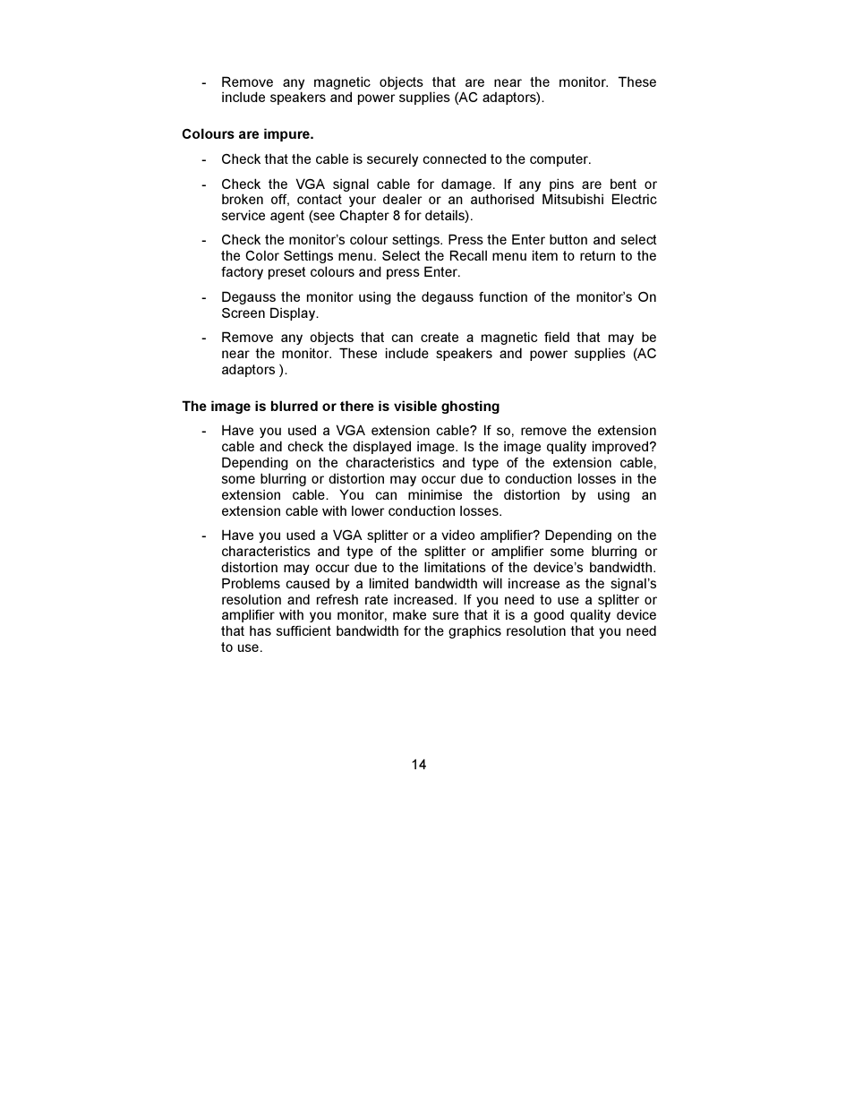 MITSUBISHI ELECTRIC DIAMOND VIEW  1998E User Manual | Page 18 / 22