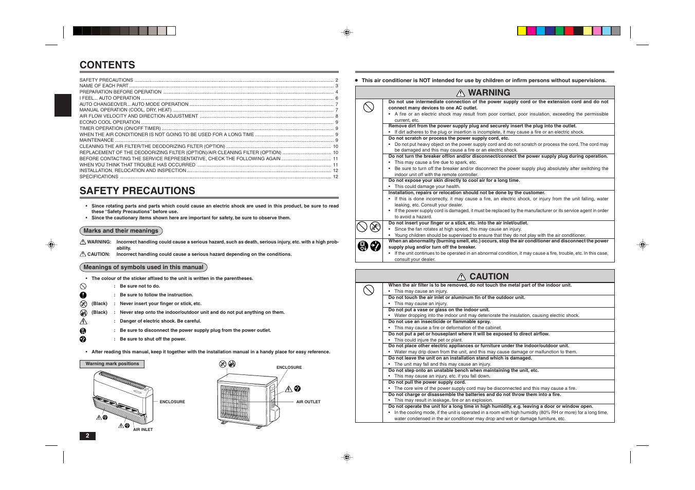 MITSUBISHI ELECTRIC MCFZ-A12WV User Manual | Page 2 / 13