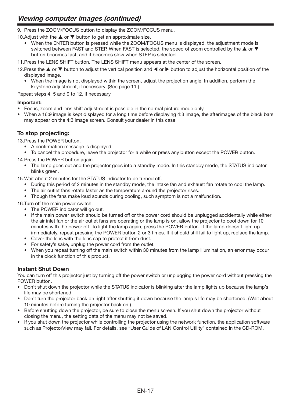 Viewing computer images (continued) | MITSUBISHI ELECTRIC XD3200U User Manual | Page 17 / 53