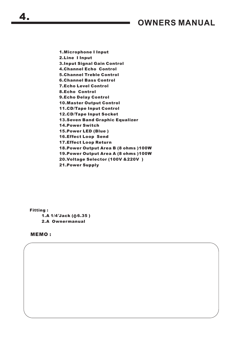 Owners manual | MITSUBISHI ELECTRIC PMX 602 User Manual | Page 5 / 7