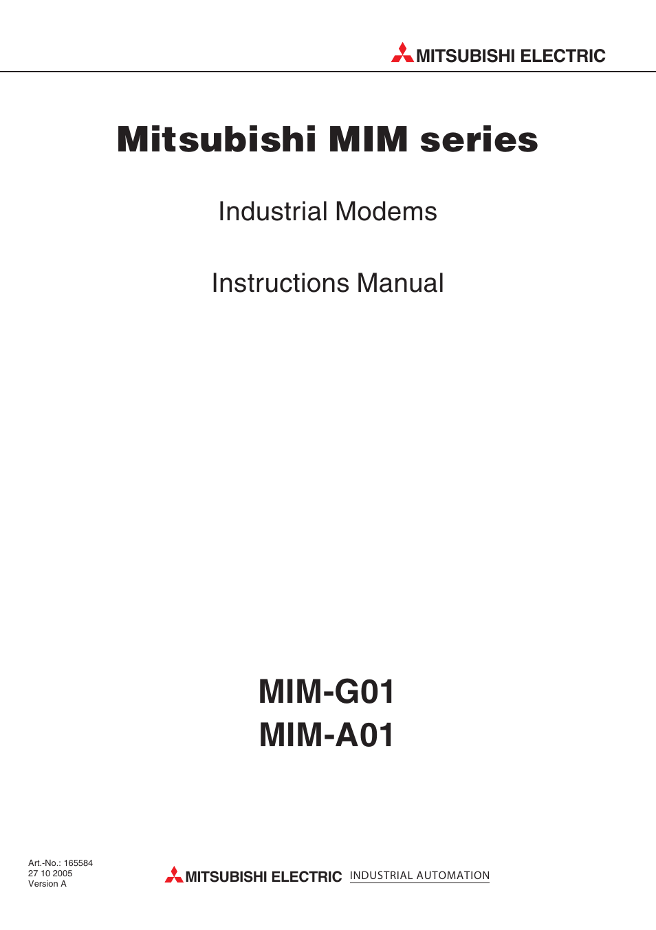 MITSUBISHI ELECTRIC MIM-G01 User Manual | 62 pages