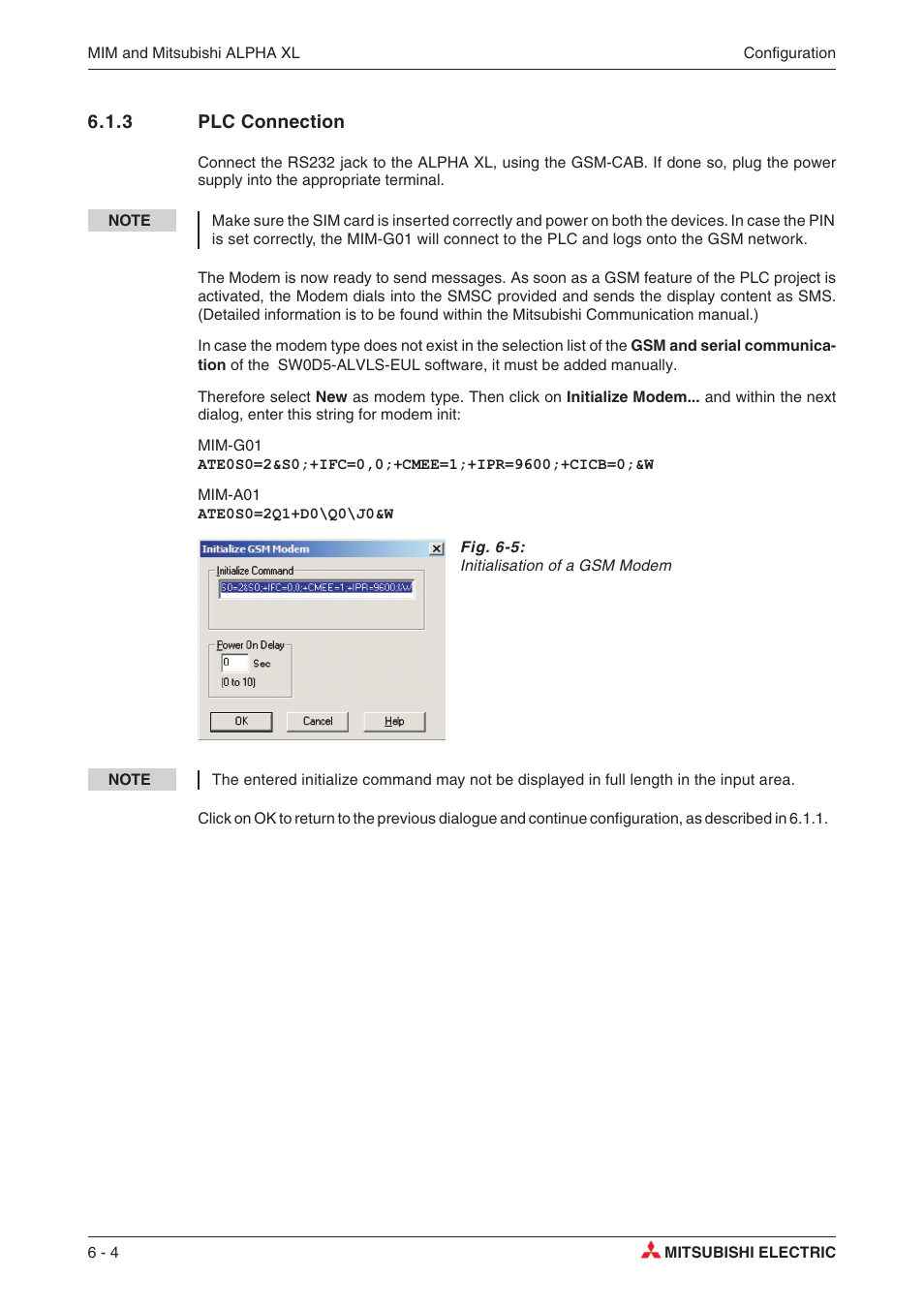 3 plc connection 6-4, Plc connection 6-4 | MITSUBISHI ELECTRIC MIM-G01 User Manual | Page 26 / 62