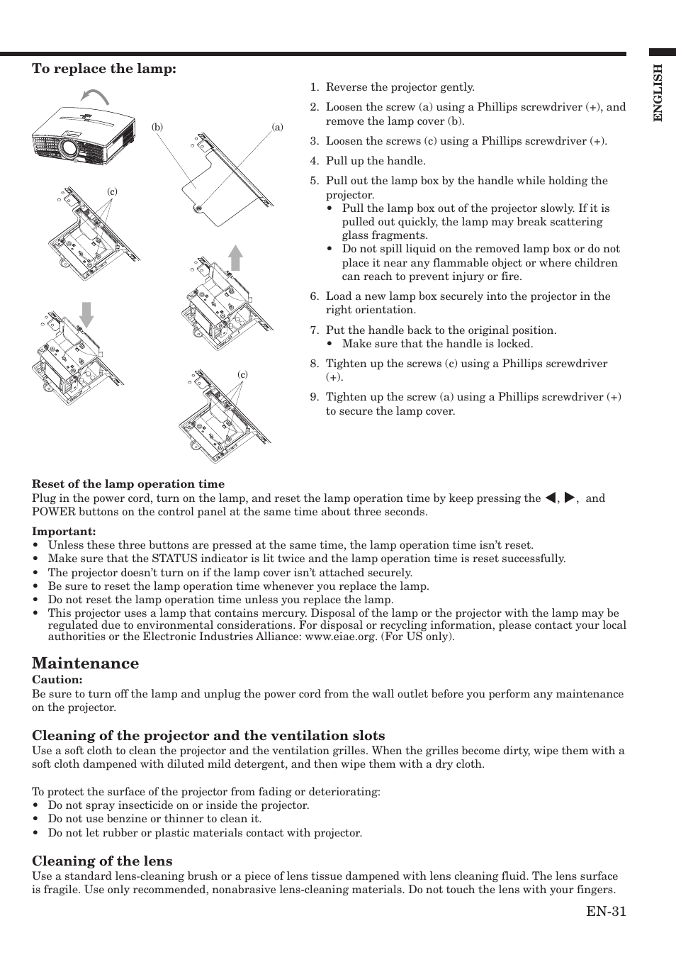 Maintenance | MITSUBISHI ELECTRIC HC900 User Manual | Page 31 / 38