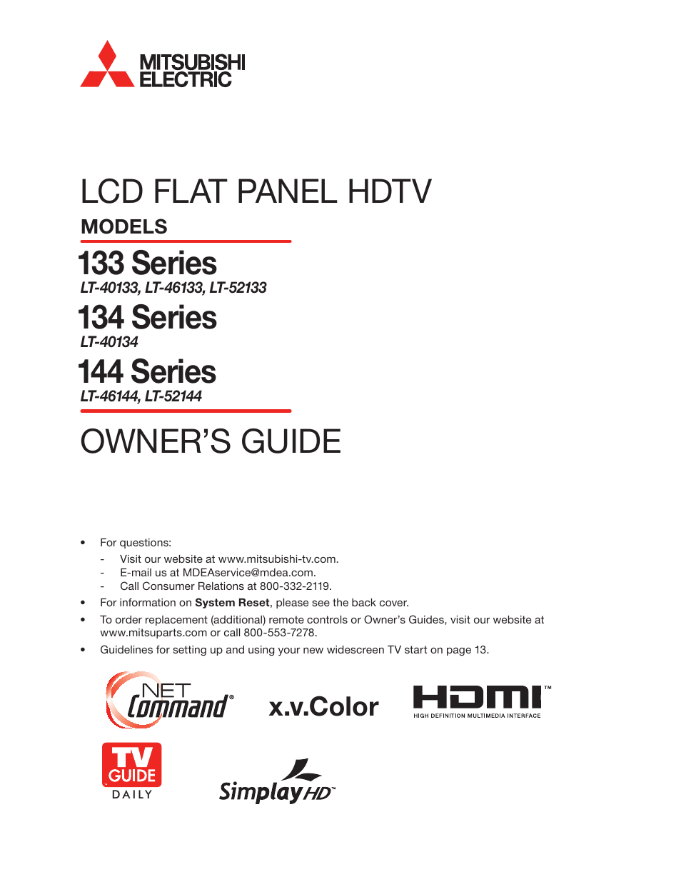 MITSUBISHI ELECTRIC LT-40133 User Manual | 88 pages