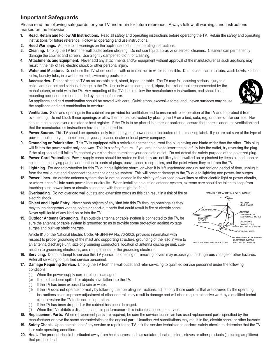 Important safeguards | MITSUBISHI ELECTRIC LT-40133 User Manual | Page 5 / 88