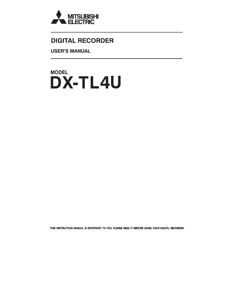 MITSUBISHI ELECTRIC DX-TL4U User Manual | 92 pages