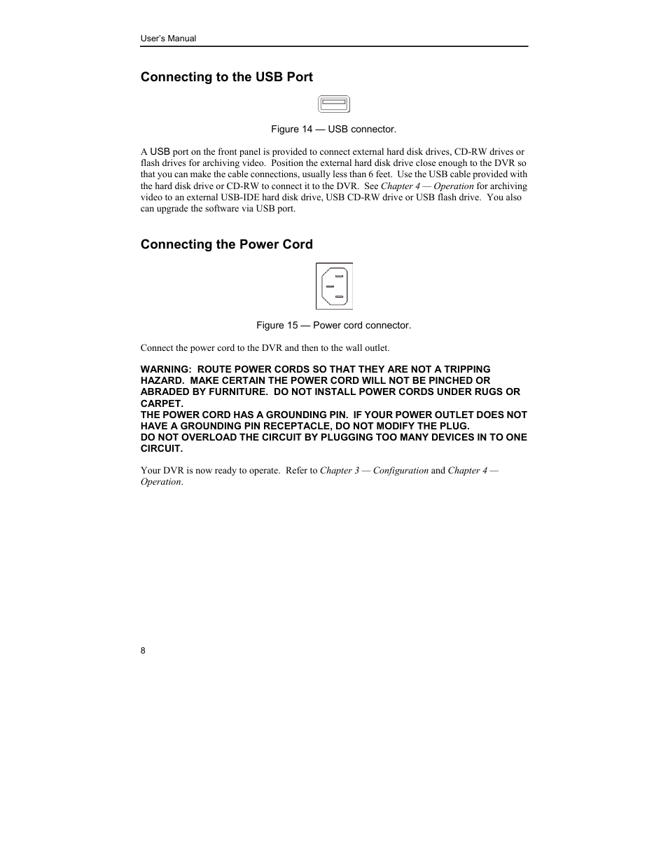 Connecting to the usb port, Connecting the power cord | MITSUBISHI ELECTRIC DX-TL4U User Manual | Page 18 / 92