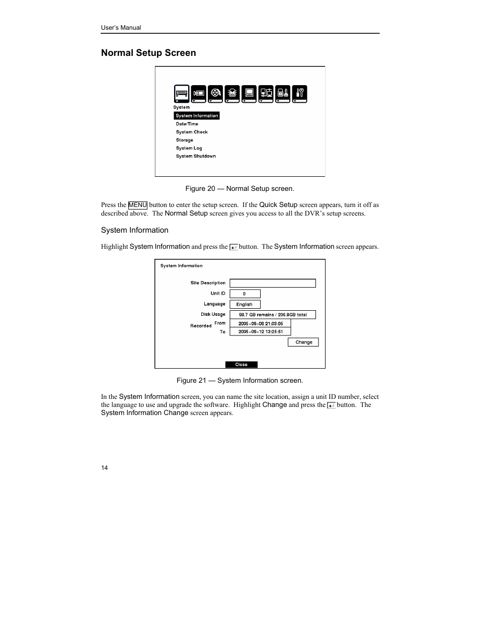 Normal setup screen | MITSUBISHI ELECTRIC DX-TL4U User Manual | Page 24 / 92