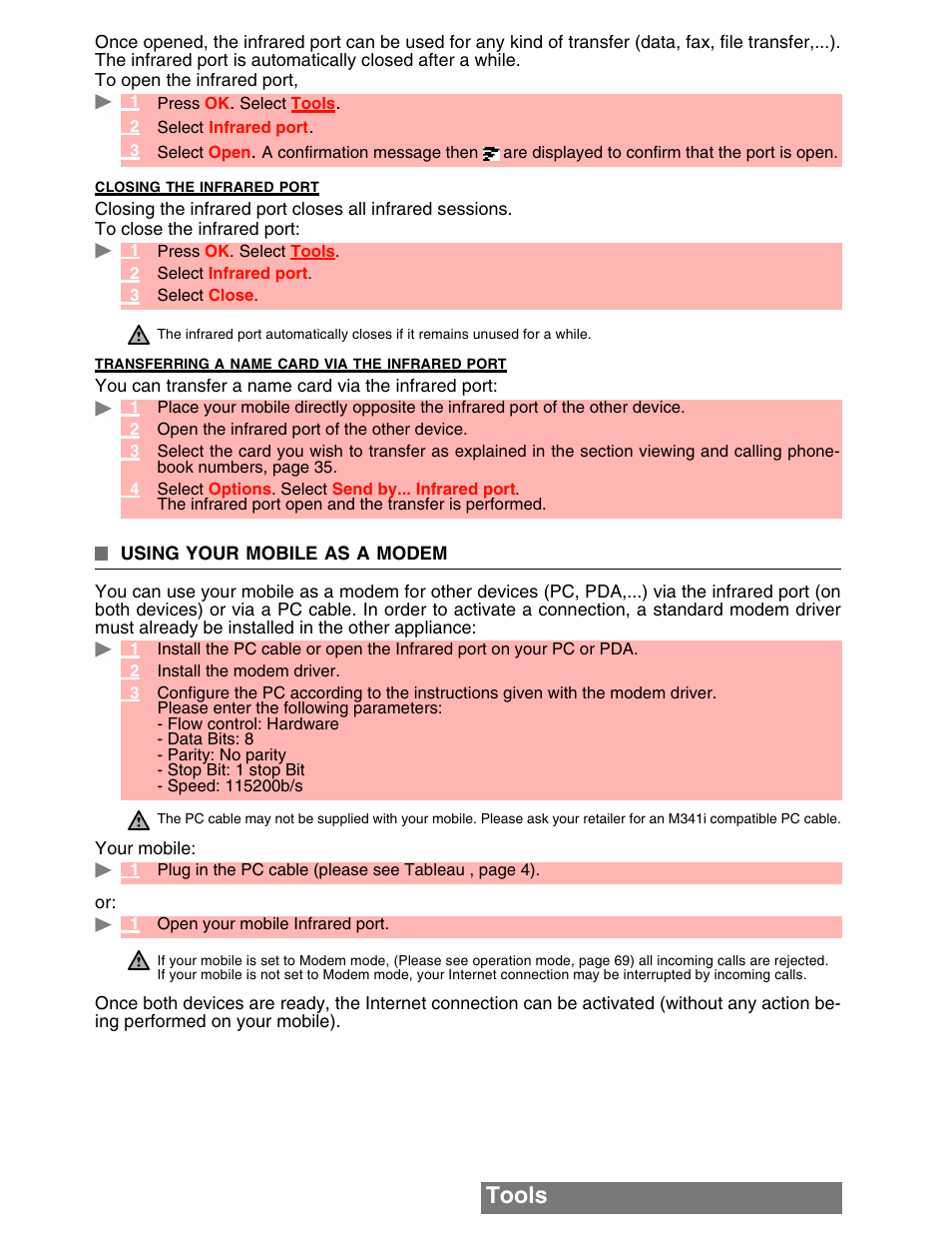 Tools | MITSUBISHI ELECTRIC M341i User Manual | Page 21 / 80
