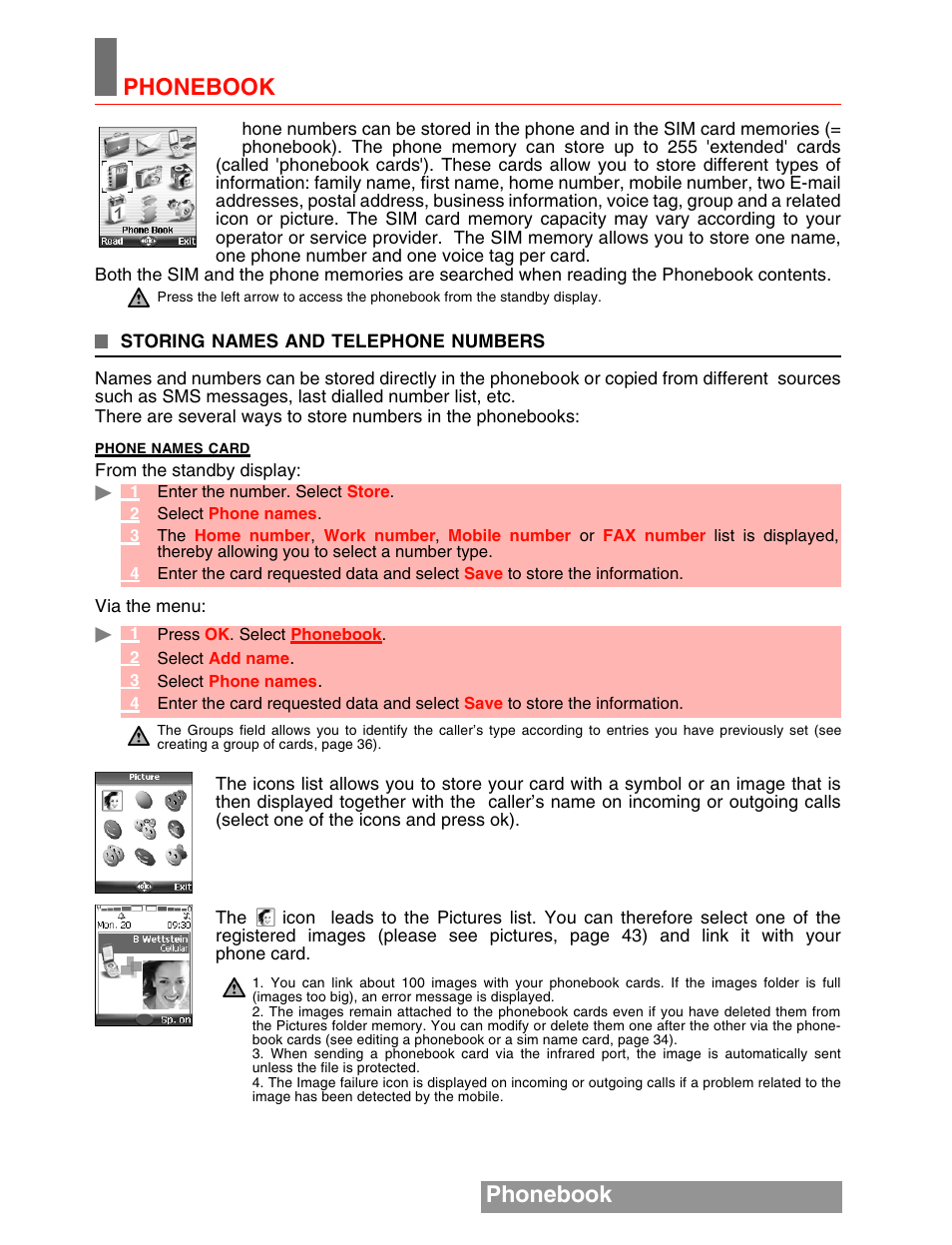 Phonebook | MITSUBISHI ELECTRIC M341i User Manual | Page 33 / 80