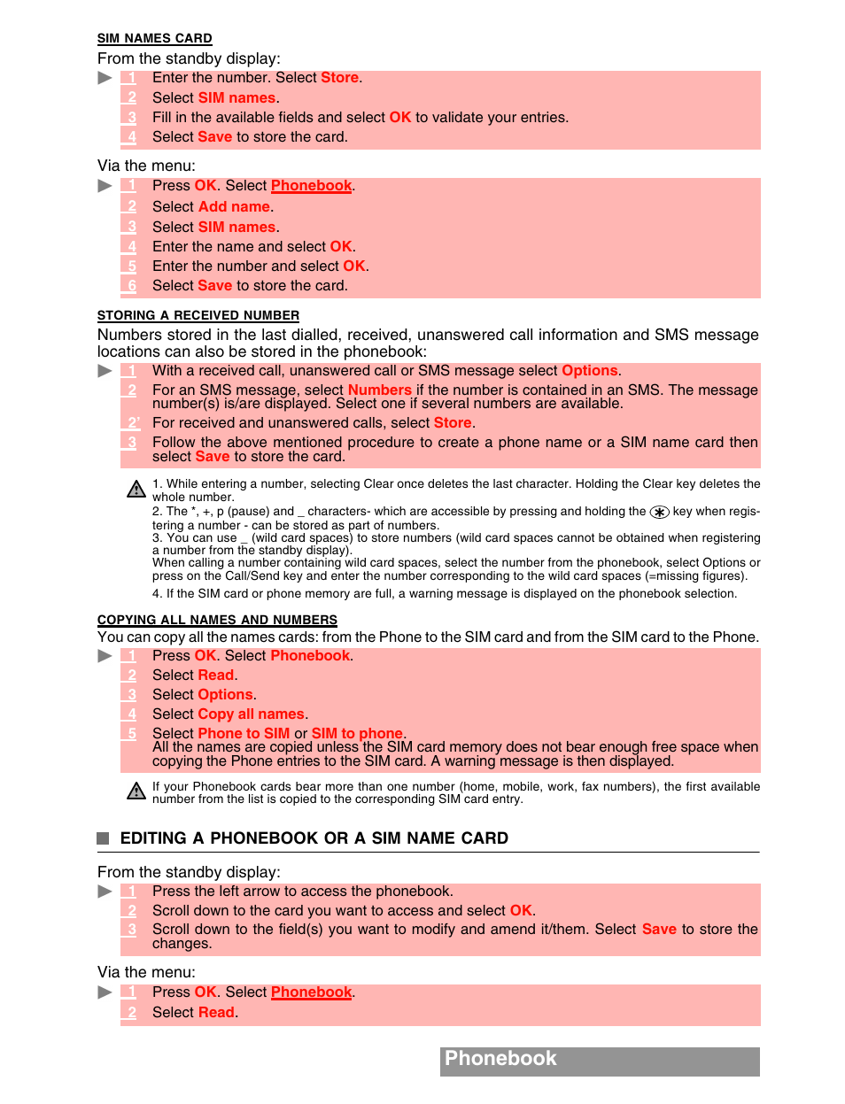 Phonebook | MITSUBISHI ELECTRIC M341i User Manual | Page 34 / 80