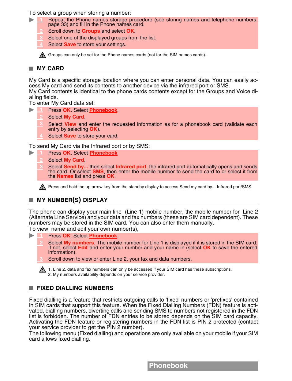 Phonebook | MITSUBISHI ELECTRIC M341i User Manual | Page 37 / 80