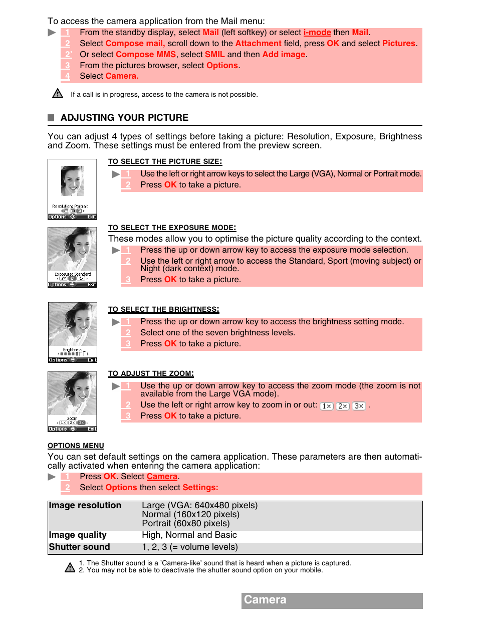 Camera | MITSUBISHI ELECTRIC M341i User Manual | Page 41 / 80