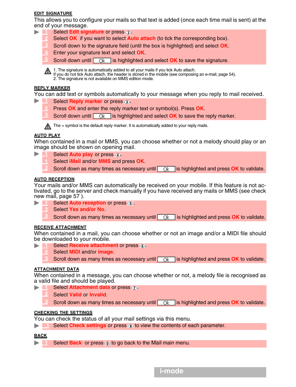 I-mode | MITSUBISHI ELECTRIC M341i User Manual | Page 58 / 80