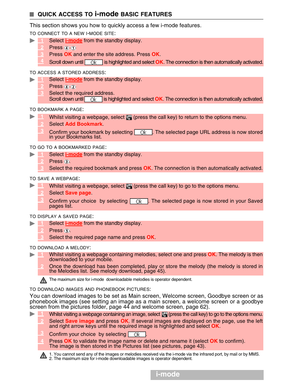 I-mode | MITSUBISHI ELECTRIC M341i User Manual | Page 59 / 80