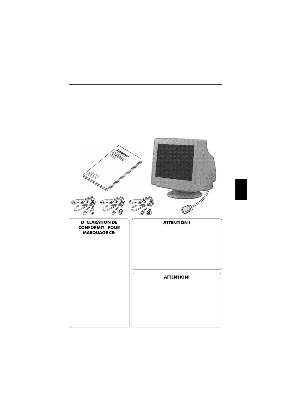 Contenu de l‘emballage, Contenu de l‘emballage* de votre moniteur | MITSUBISHI ELECTRIC N0701 User Manual | Page 37 / 80