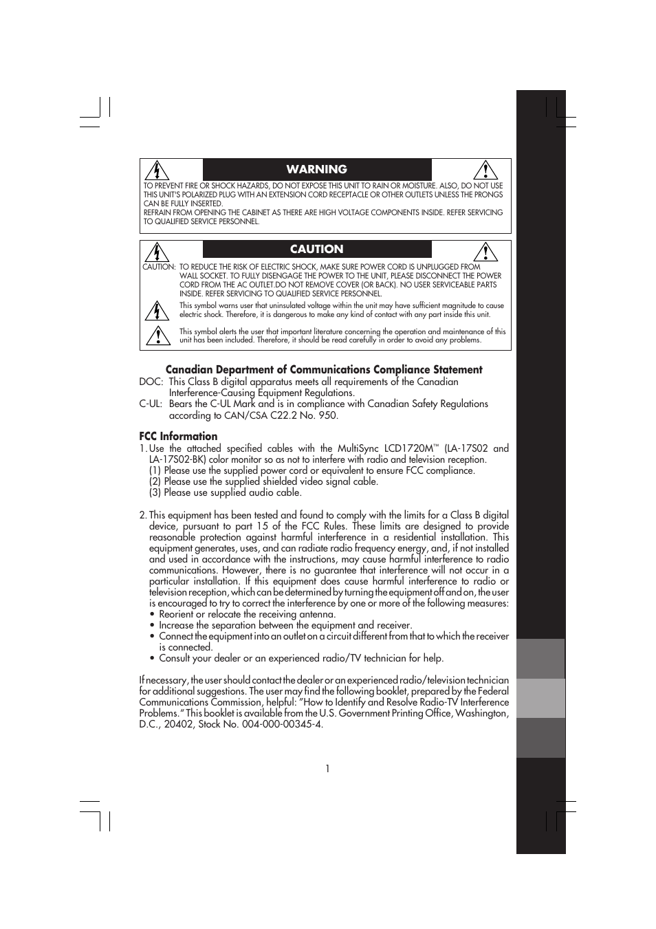 NEC MultiSync LCD 1720M User Manual | Page 3 / 26