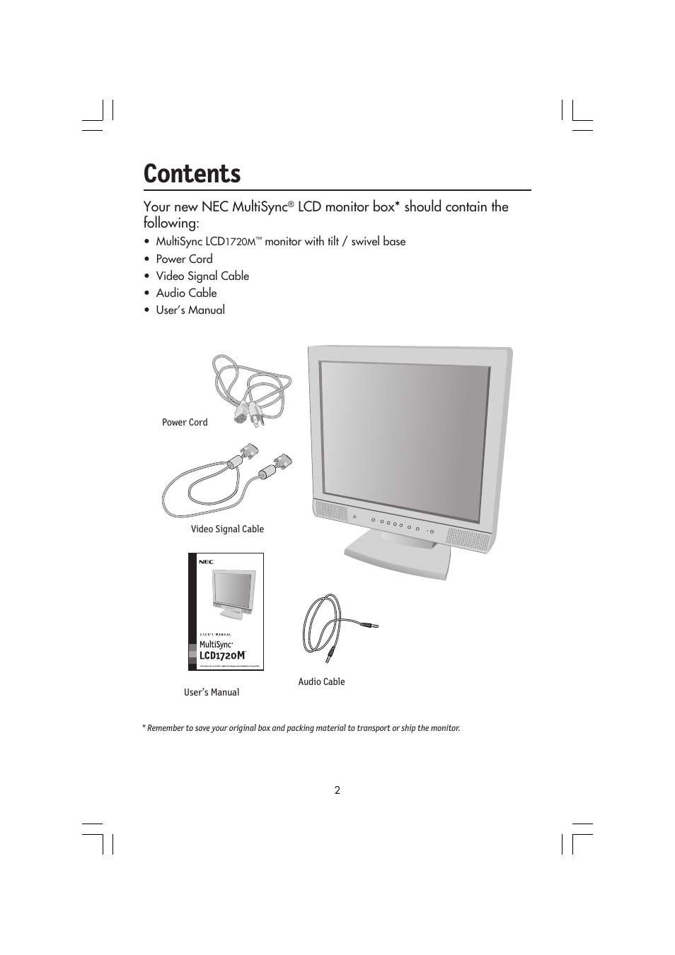 NEC MultiSync LCD 1720M User Manual | Page 4 / 26