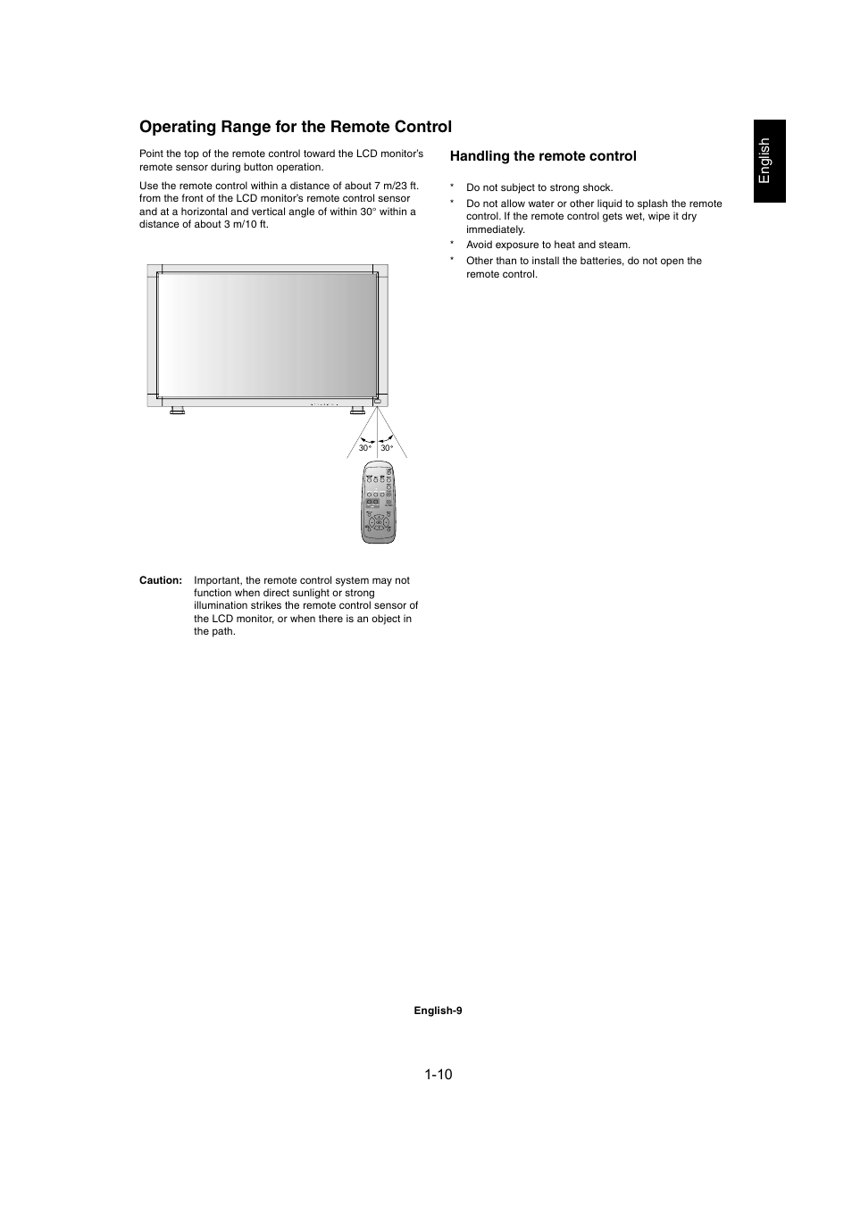 Operating range for the remote control | MITSUBISHI ELECTRIC MDT402S User Manual | Page 10 / 37