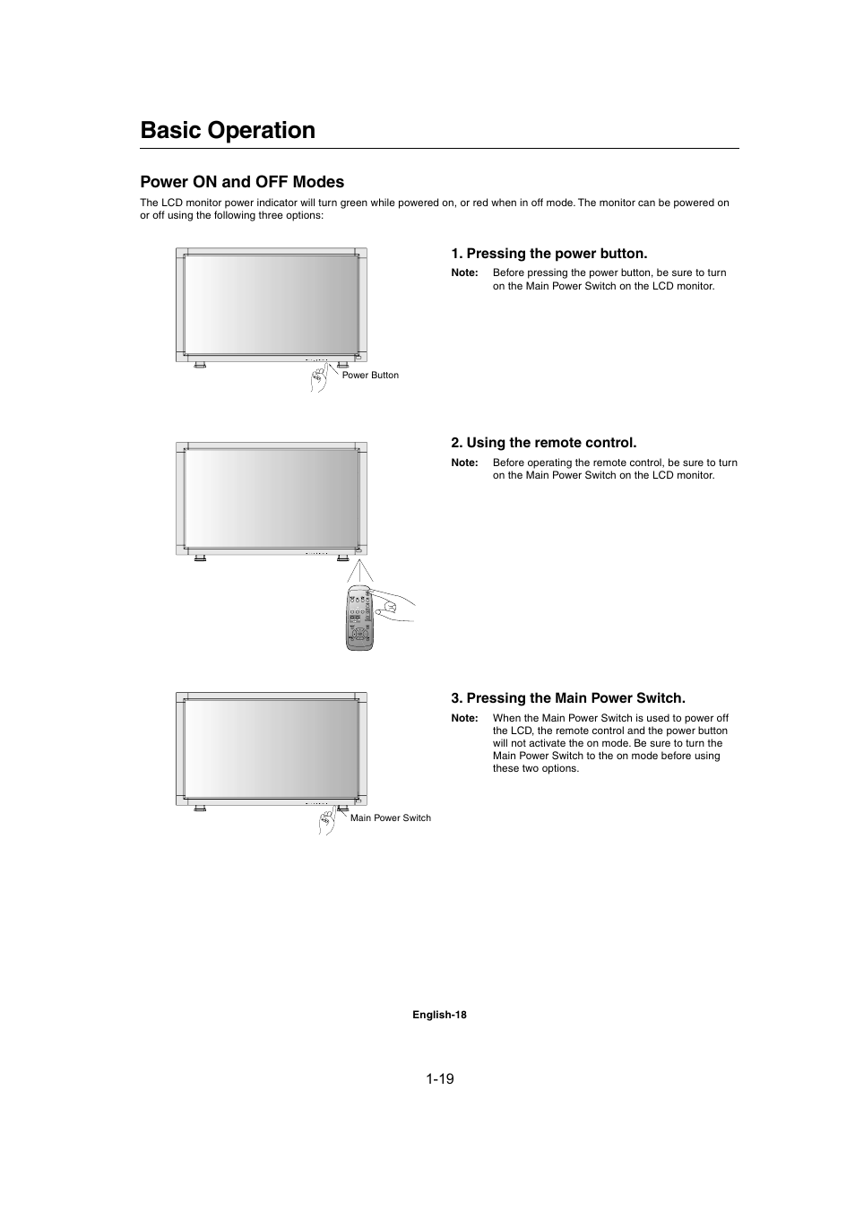 Basic operation, Power on and off modes | MITSUBISHI ELECTRIC MDT402S User Manual | Page 19 / 37