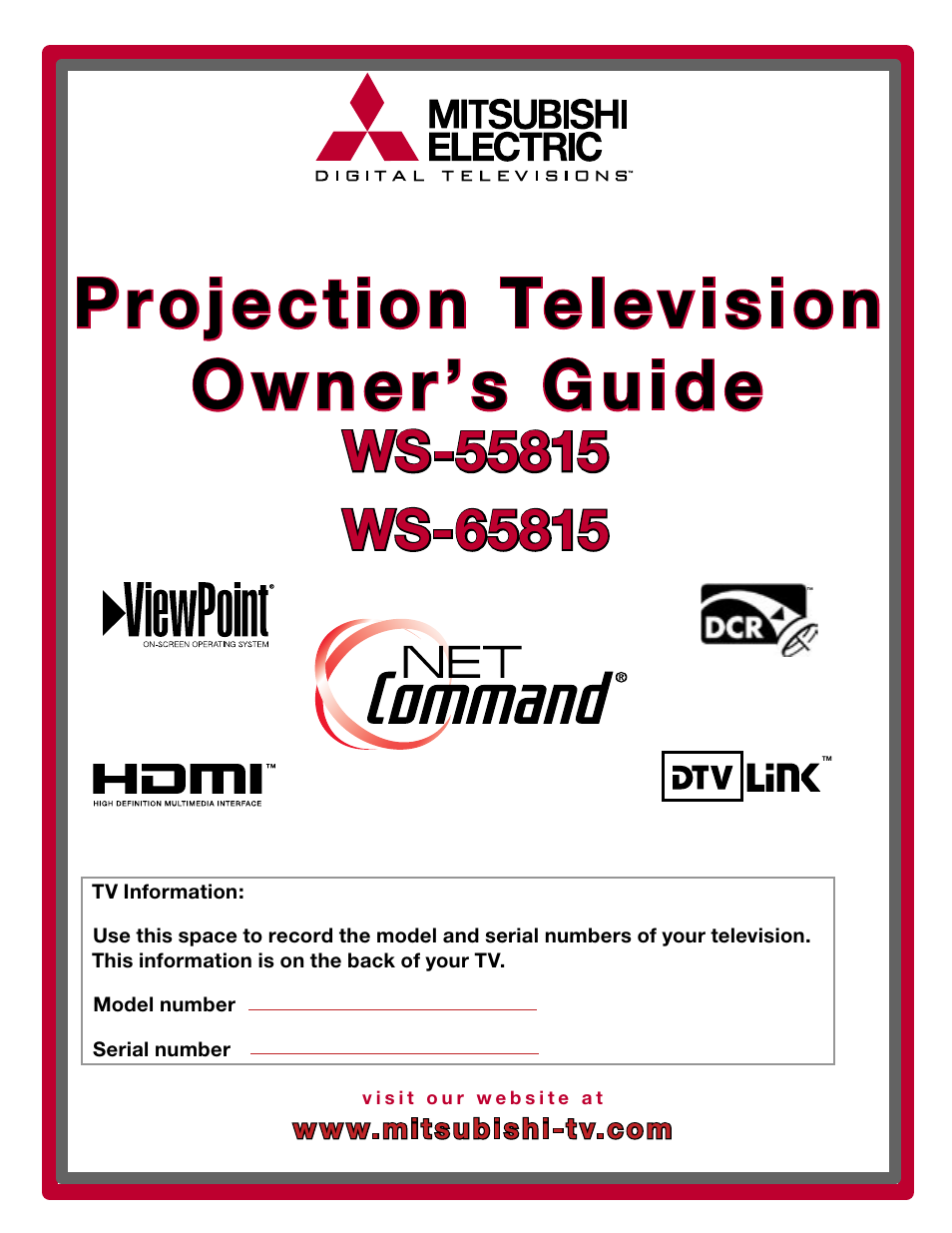 MITSUBISHI ELECTRIC WS-55815 User Manual | 100 pages