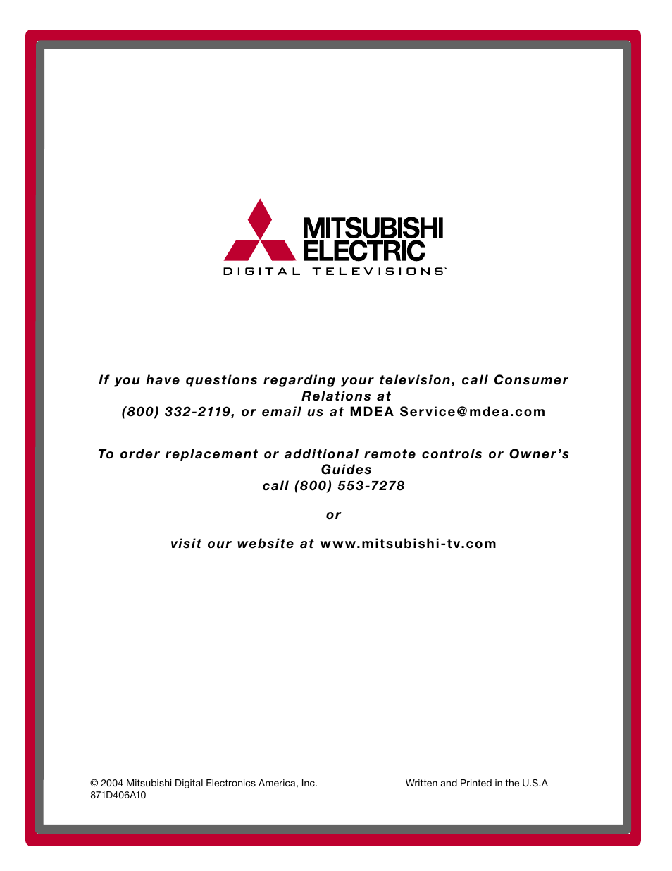 MITSUBISHI ELECTRIC WS-55815 User Manual | Page 100 / 100