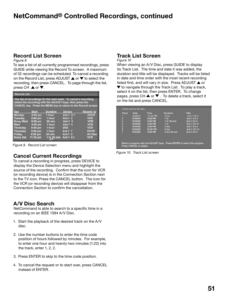 Netcommand, Controlled recordings, continued | MITSUBISHI ELECTRIC WS-55815 User Manual | Page 51 / 100