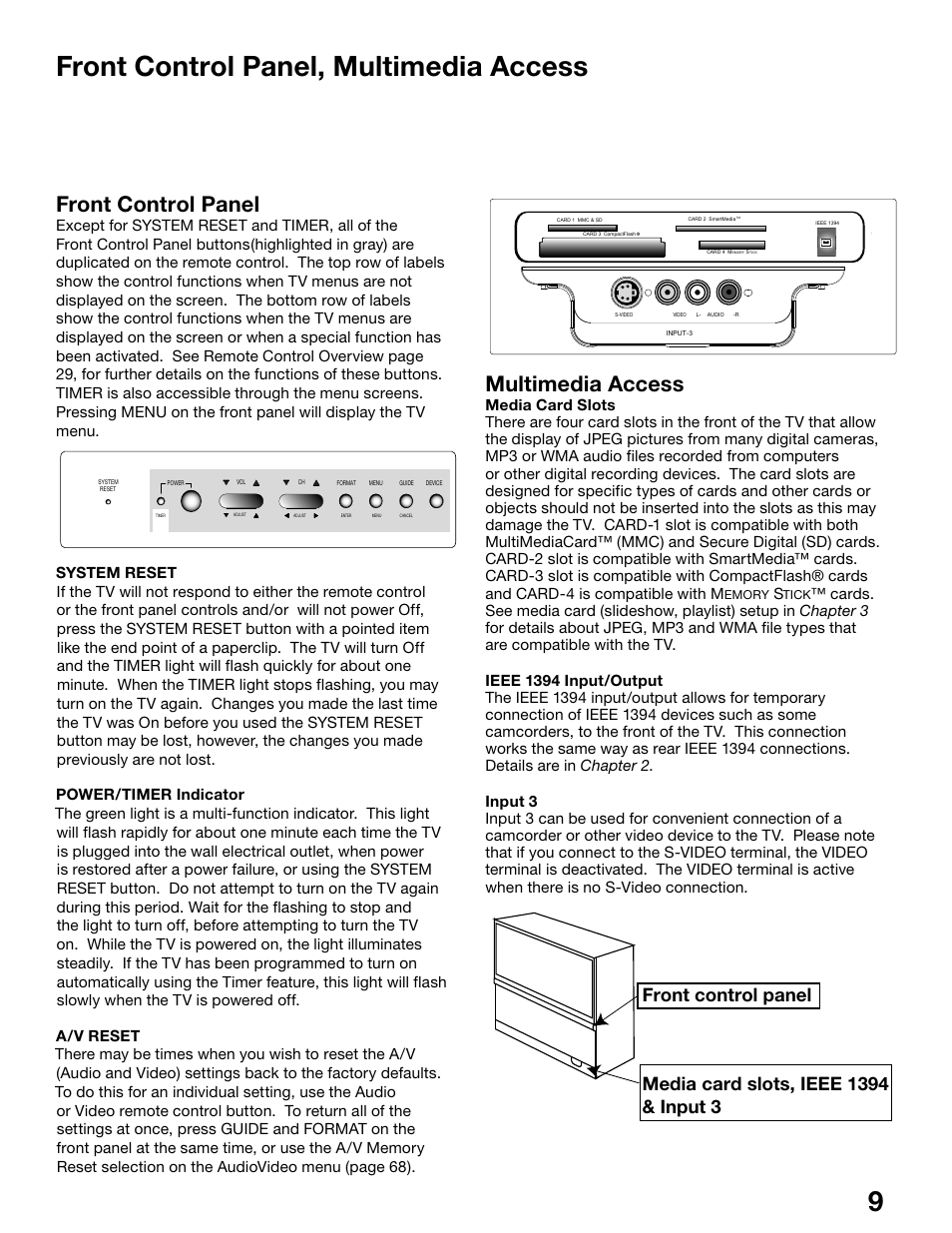 89 front control panel, multimedia access, Front control panel, Multimedia access | MITSUBISHI ELECTRIC WS-55815 User Manual | Page 9 / 100