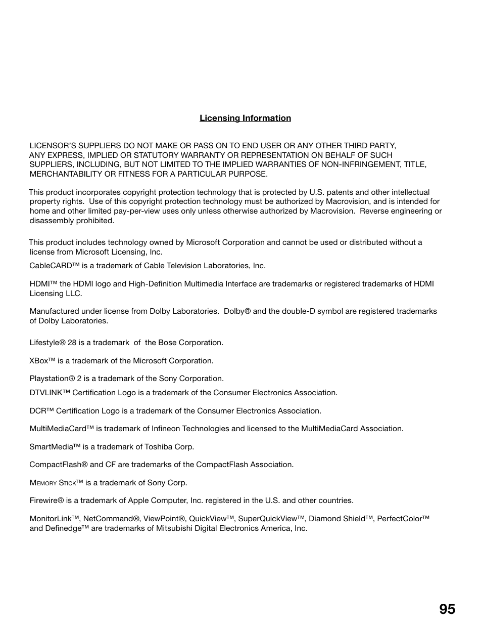 MITSUBISHI ELECTRIC WS-55815 User Manual | Page 95 / 100