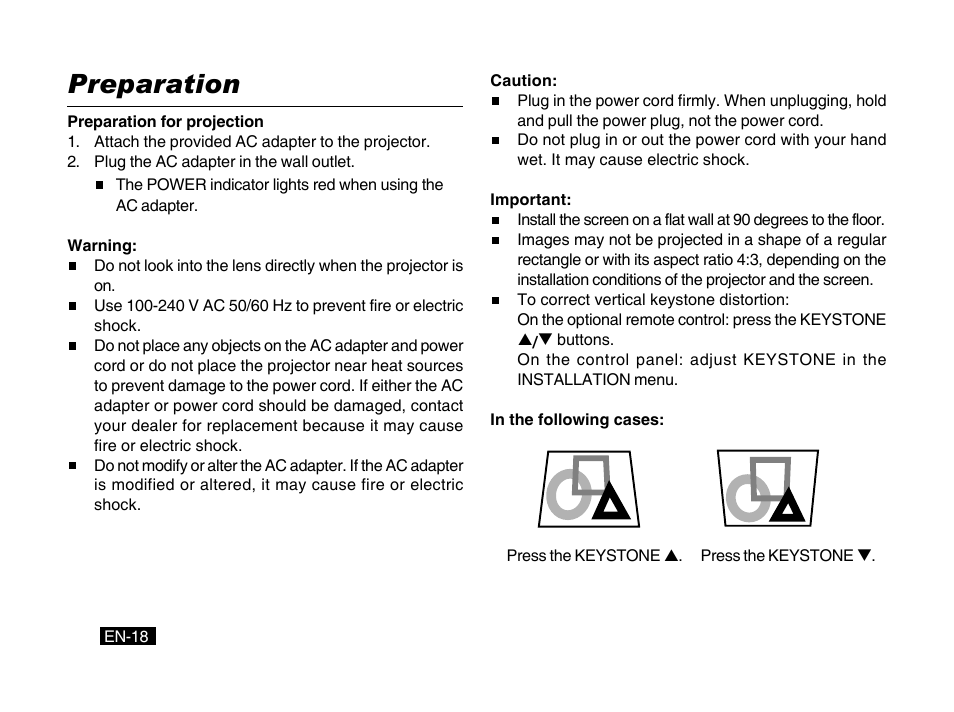 Preparation | MITSUBISHI ELECTRIC PK10 User Manual | Page 18 / 44