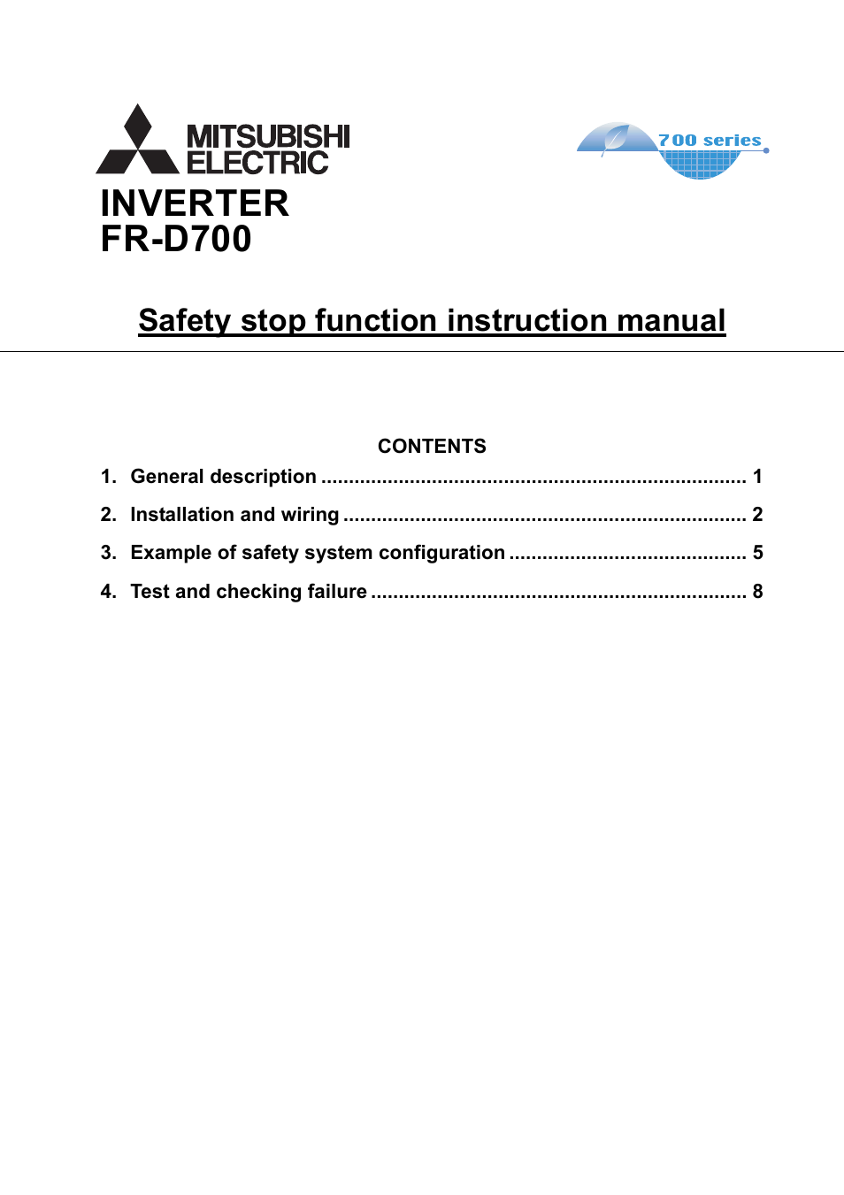 MITSUBISHI ELECTRIC FR-D700 User Manual | 11 pages