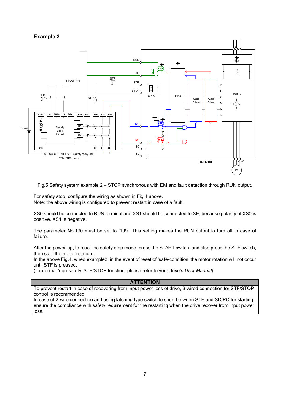Example 2, Attention | MITSUBISHI ELECTRIC FR-D700 User Manual | Page 9 / 11