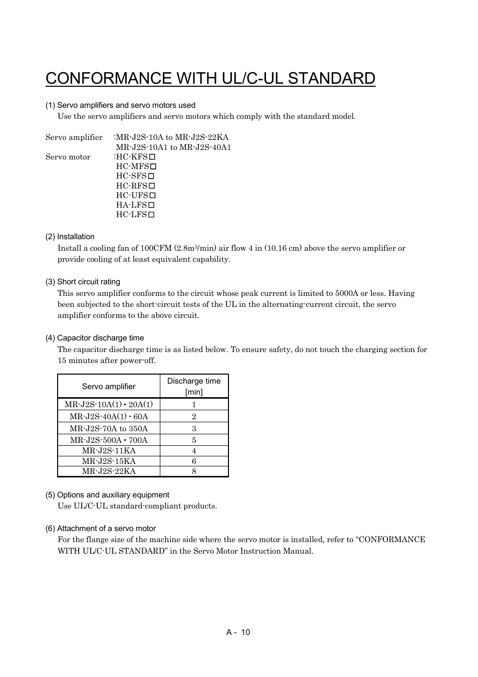 Conformance with ul/c-ul standard | MITSUBISHI ELECTRIC MR-J2S- A User Manual | Page 11 / 402