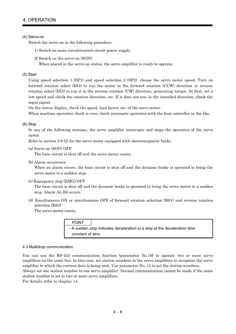 3 multidrop communication, Operation | MITSUBISHI ELECTRIC MR-J2S- A User Manual | Page 123 / 402