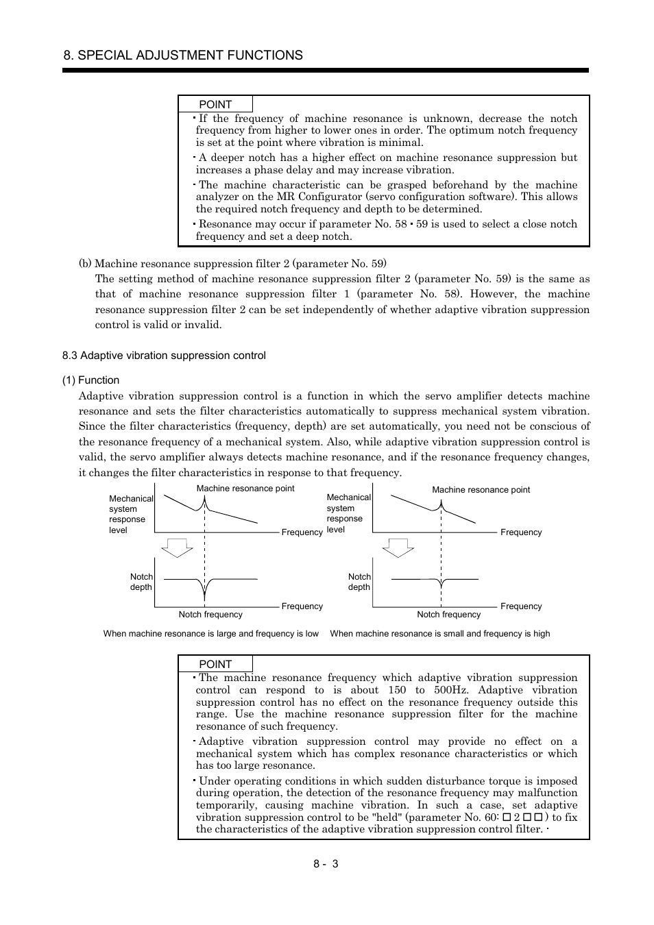 3 adaptive vibration suppression control, Special adjustment functions | MITSUBISHI ELECTRIC MR-J2S- A User Manual | Page 188 / 402