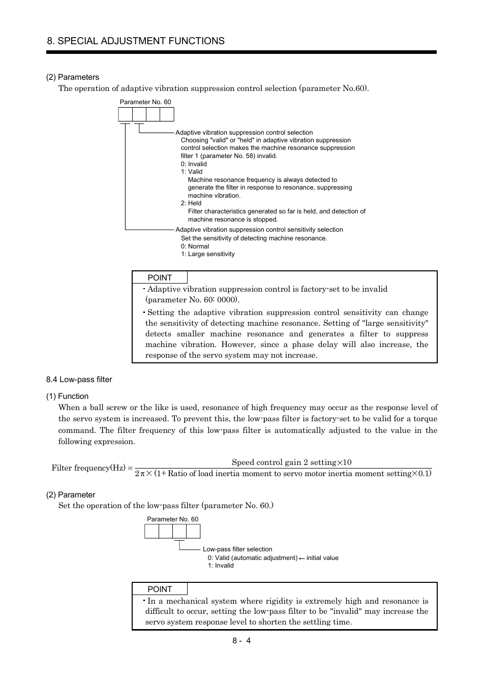 4 low-pass filter, Special adjustment functions | MITSUBISHI ELECTRIC MR-J2S- A User Manual | Page 189 / 402