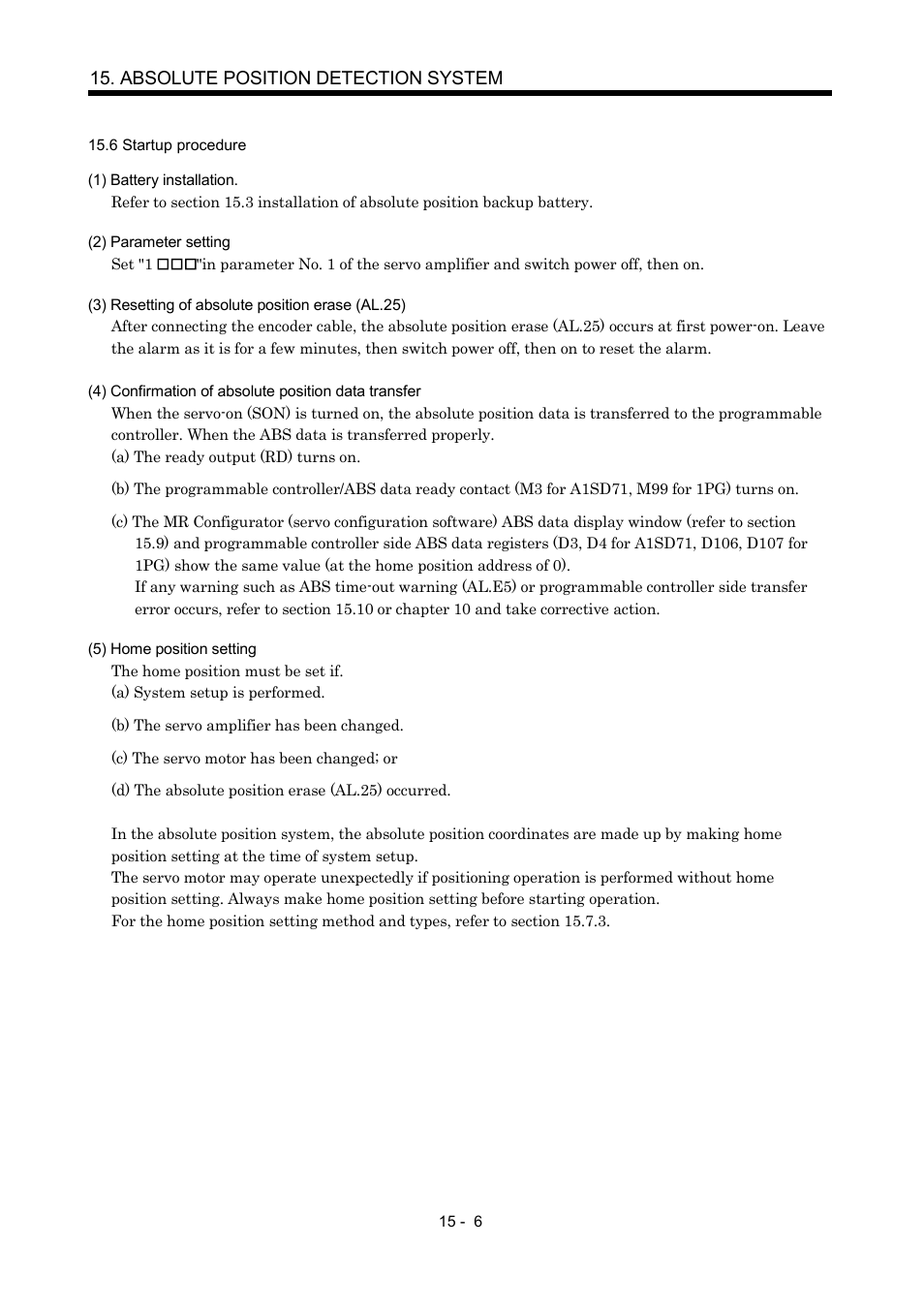 6 startup procedure, Absolute position detection system | MITSUBISHI ELECTRIC MR-J2S- A User Manual | Page 327 / 402