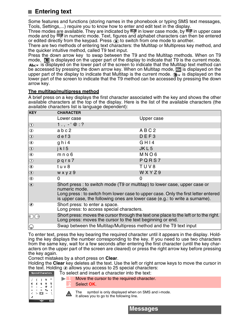 Messages entering text | MITSUBISHI ELECTRIC M342i User Manual | Page 22 / 80