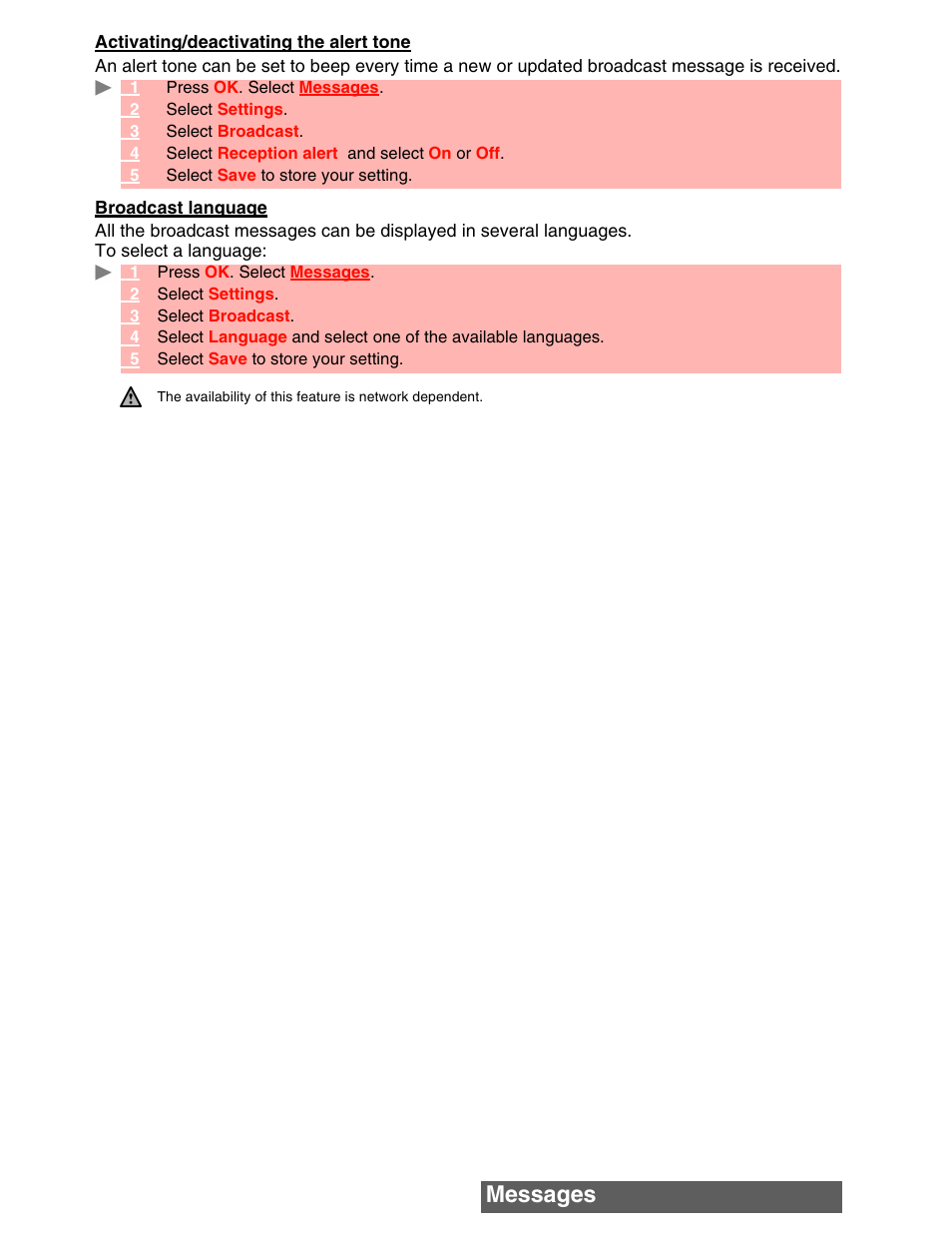 Messages | MITSUBISHI ELECTRIC M342i User Manual | Page 27 / 80