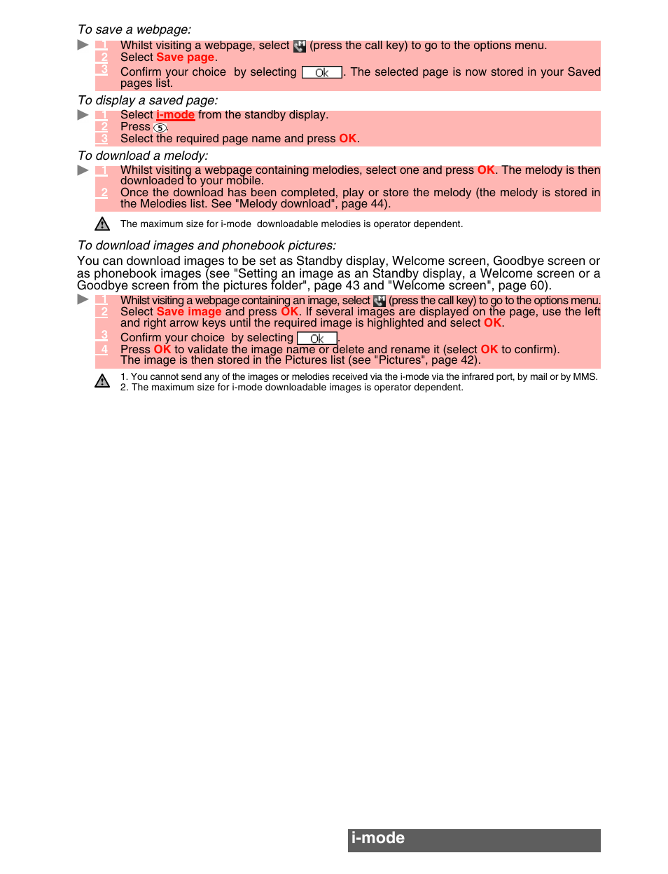 I-mode | MITSUBISHI ELECTRIC M342i User Manual | Page 58 / 80