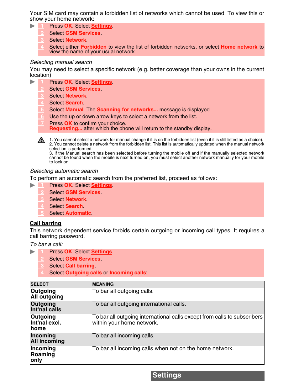 Settings | MITSUBISHI ELECTRIC M342i User Manual | Page 67 / 80