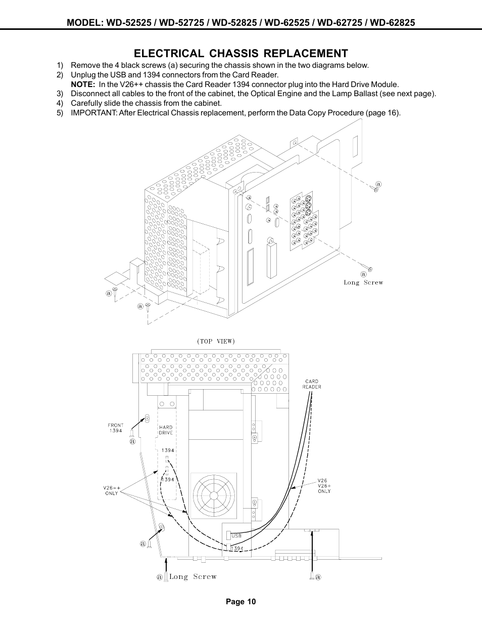 Electrical chassis replacement | MITSUBISHI ELECTRIC WD-52525 User Manual | Page 10 / 81