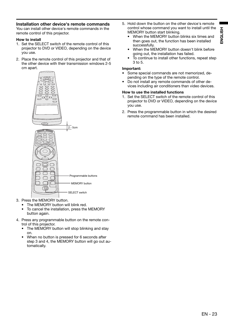 En - 23 | MITSUBISHI ELECTRIC XD480U User Manual | Page 23 / 34