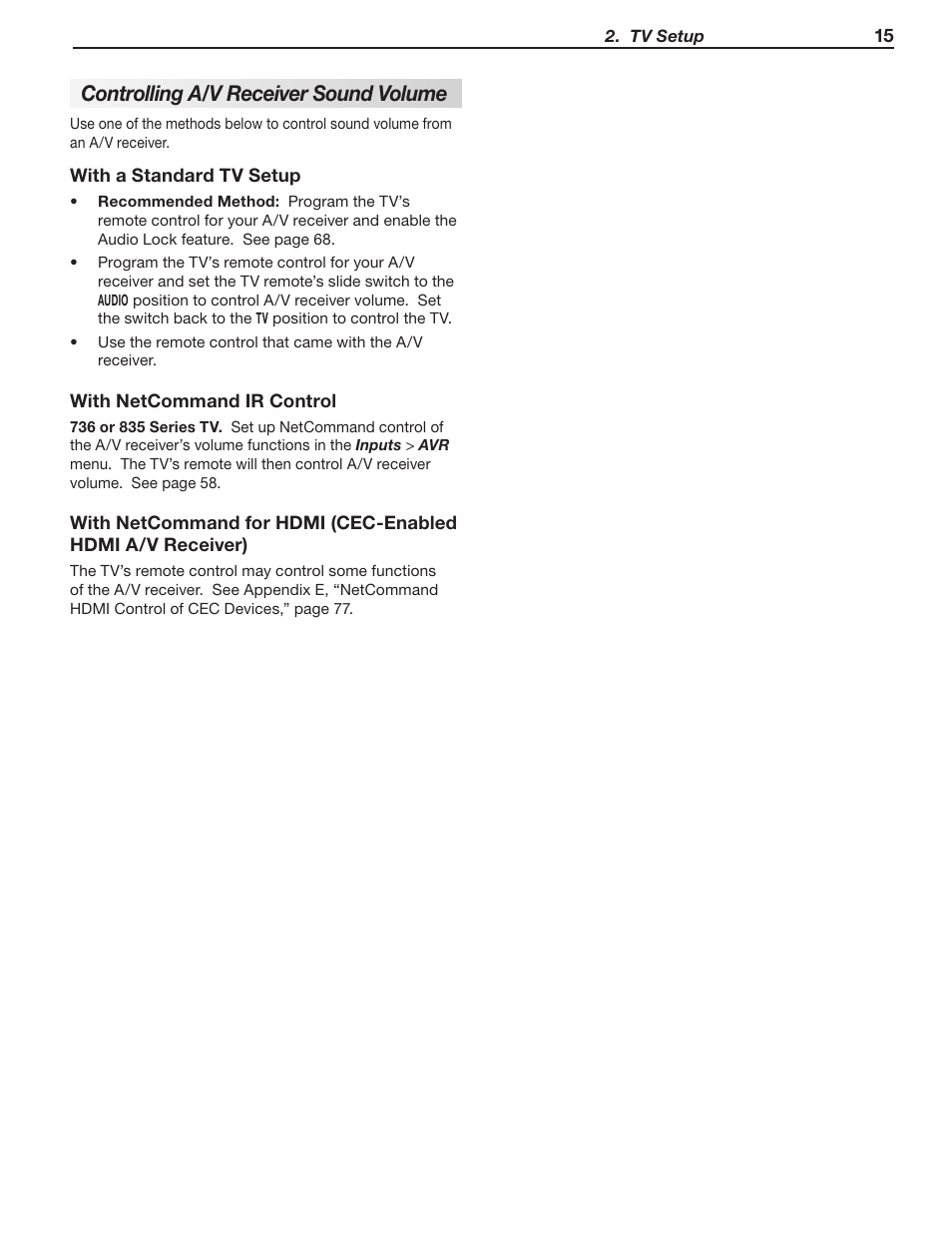 Controlling a/v receiver sound volume | MITSUBISHI ELECTRIC WD-60C8 User Manual | Page 15 / 94