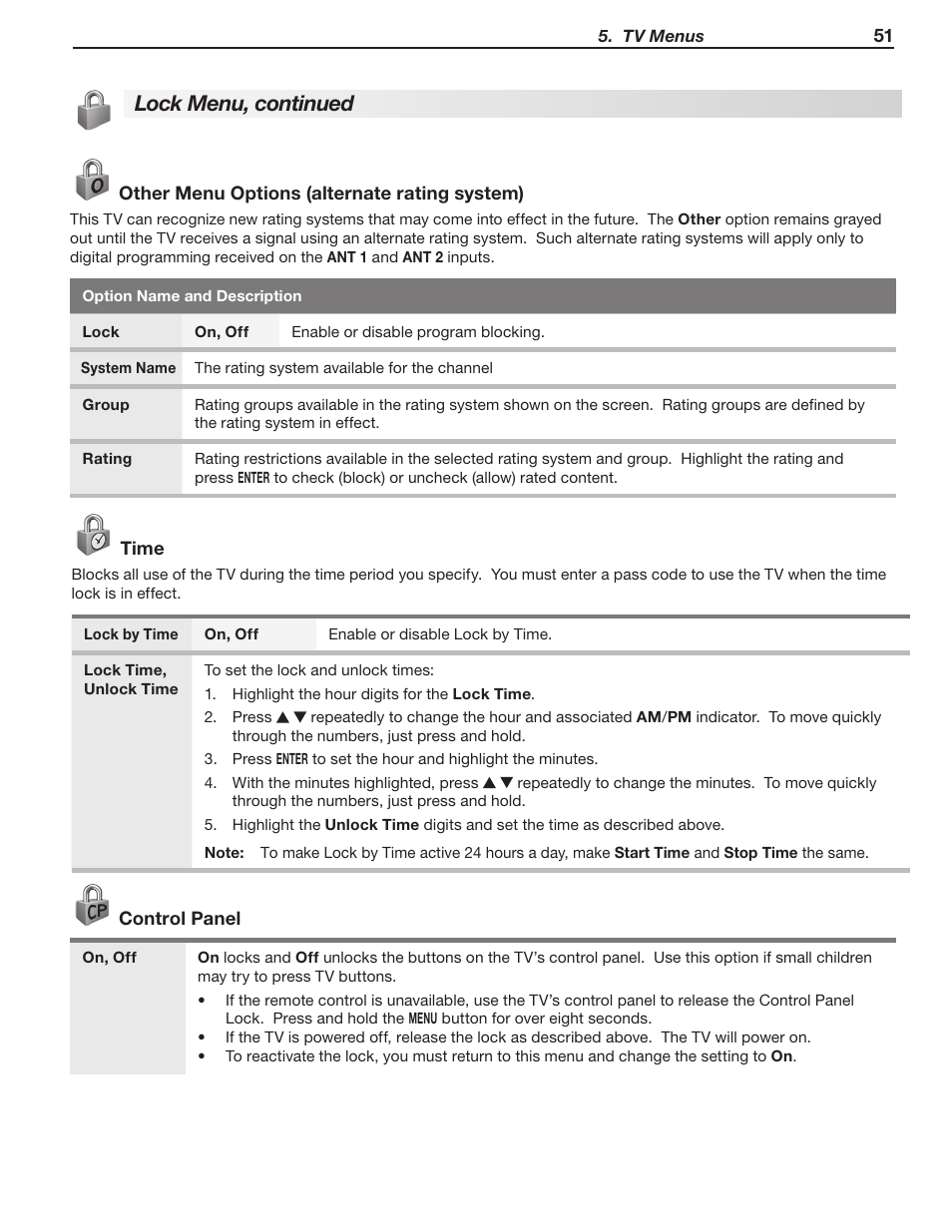 Lock menu, continued | MITSUBISHI ELECTRIC WD-60C8 User Manual | Page 51 / 94